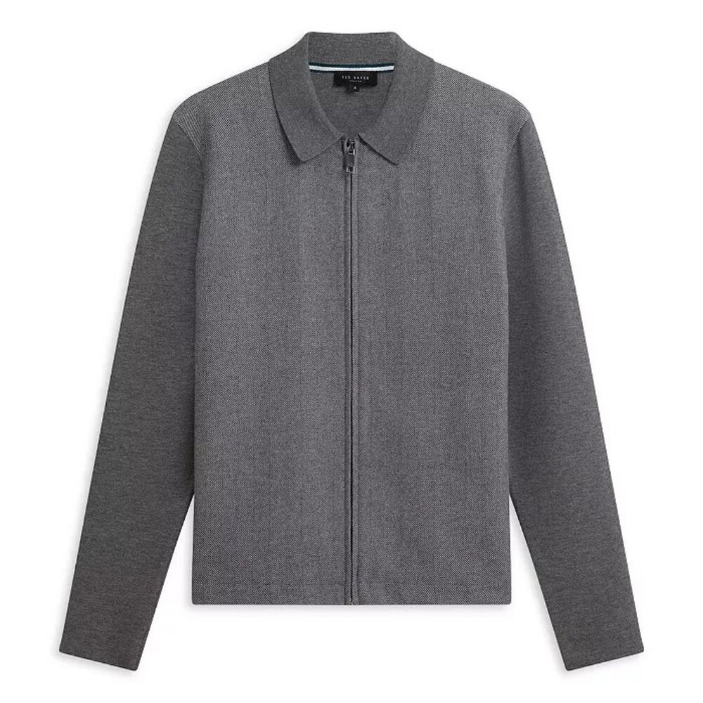 Ted Baker Dejo Men's Gray Herringbone Zip Up Jacket - X-Large (5) - NWT